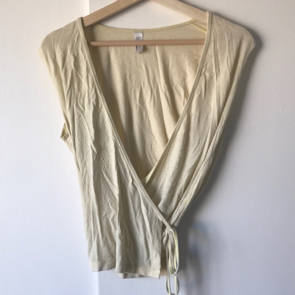 American Apparel Yellow Wrap Top